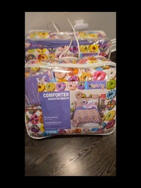 Assorted Donuts Twin Comforter - Purple Donut Pattern